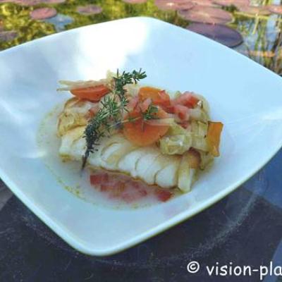 Dos de cabillaud aux legumes fondants