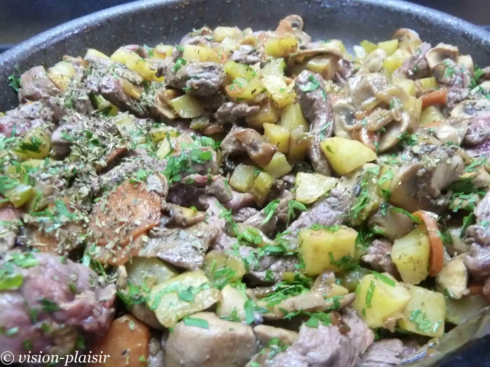 Fin poelee d emince de boeuf aux legumes