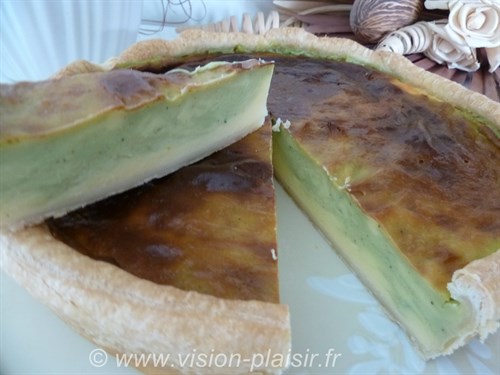 Flan patissier a la pistache facon marbre