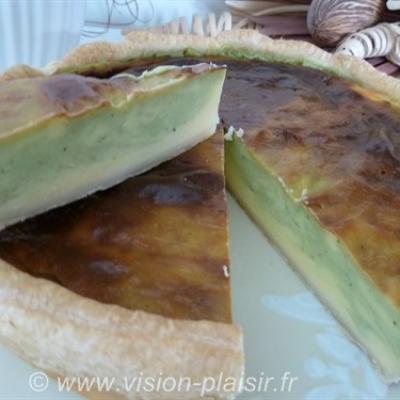 Flan patissier a la pistache facon marbre