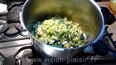 mis en cuisson du potage