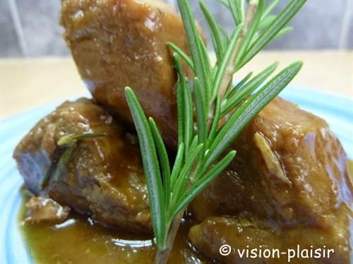 Ma réalisation du sauté de porc au caramel léger et romarin