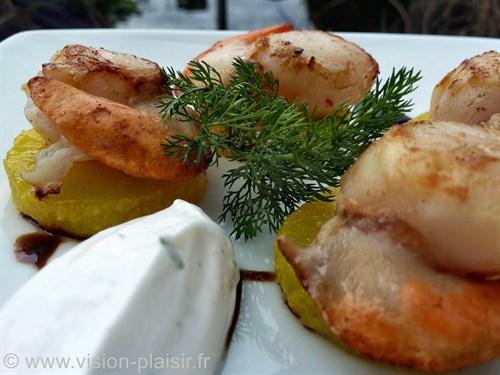 Recette des Saint-Jacques, navet safrané et sa crème montée