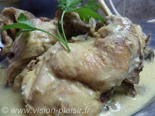 Blog de cuisine avec ma réalisation  du lapin à la moutarde et champignons de paris.