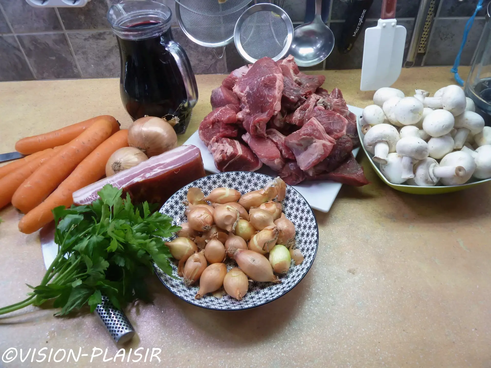 Preparation boeuf bourguignon resultat