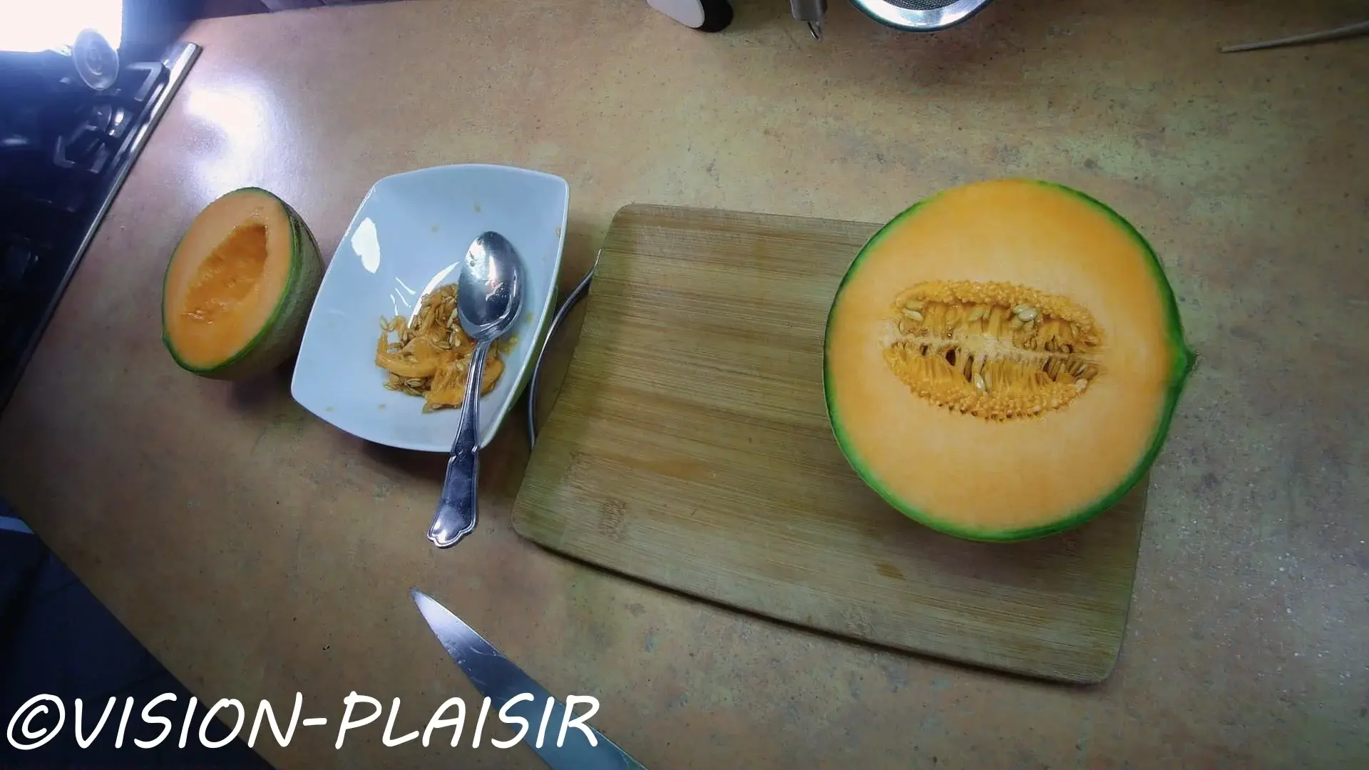 Preparation gaspacho de melon et jambon de pays resultat