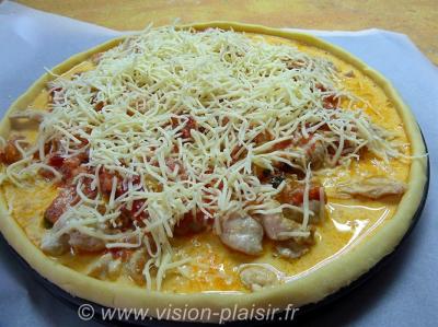 Preparation tarte volaille et tomate
