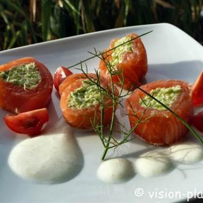 Rouleau saumon fume poireaux au curry