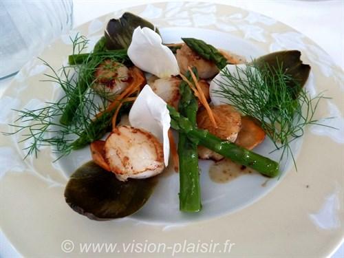 Blog de cuisine avec ma salade de St Jacques et d'asperges.