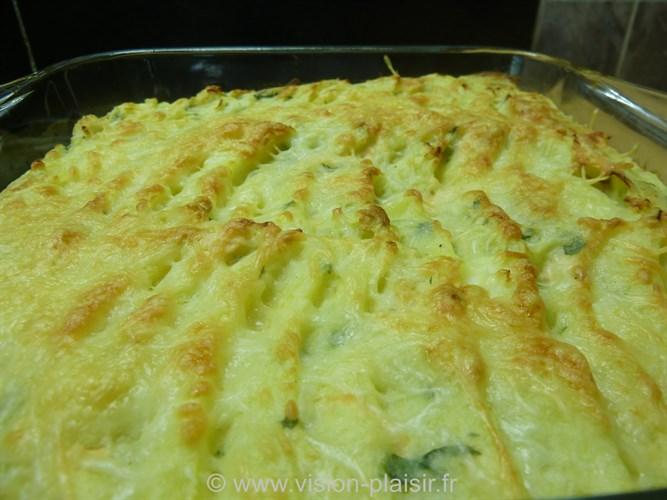 Sortie du gratin de saumon et de julienne