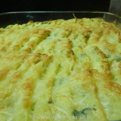 Sortie du gratin de saumon et de julienne